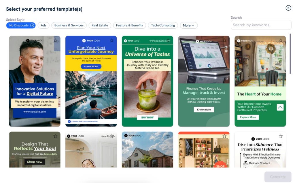 Predis AI Select your preferred template