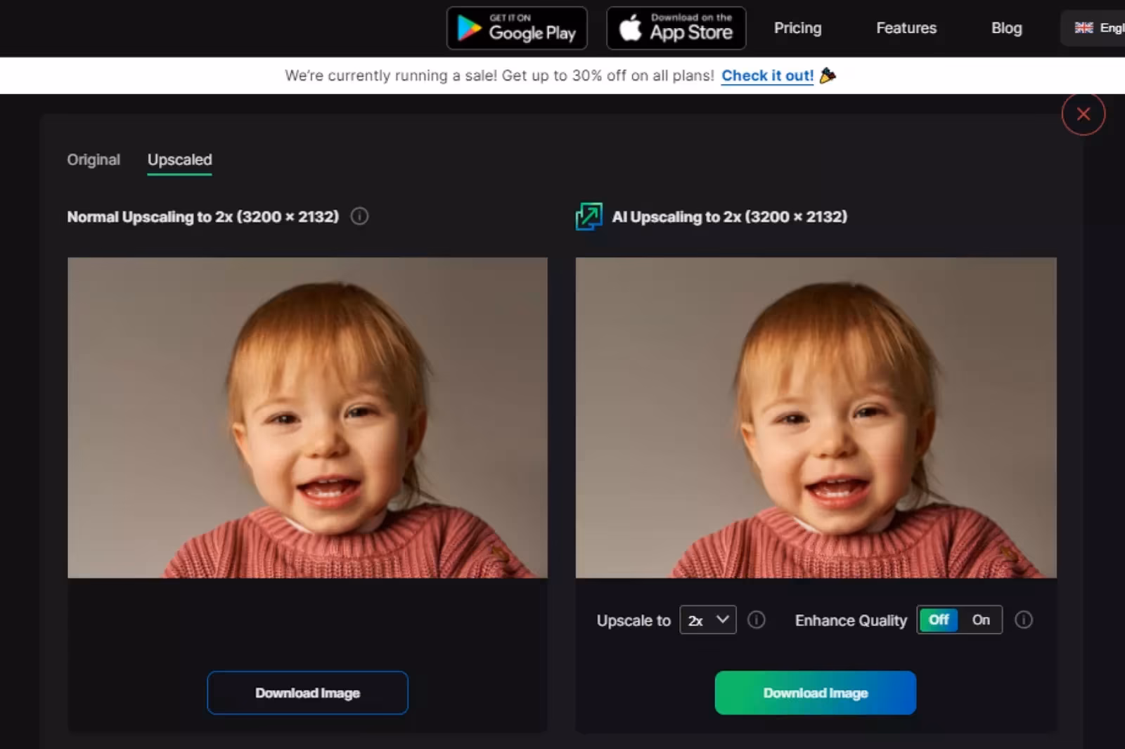 Upscale.media Before & After