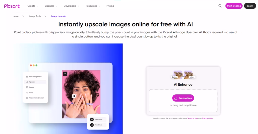 Picsart AI Image Upscaler