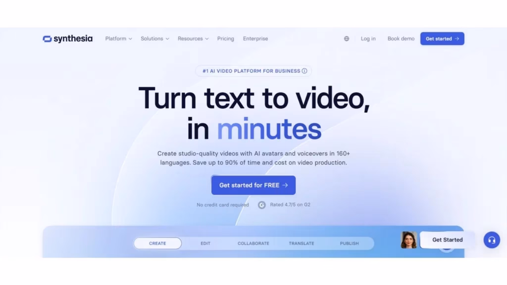 Synthesia text-to-video in minutes
