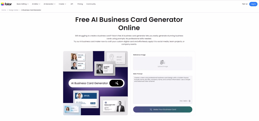 Fotor Business Card Creator
