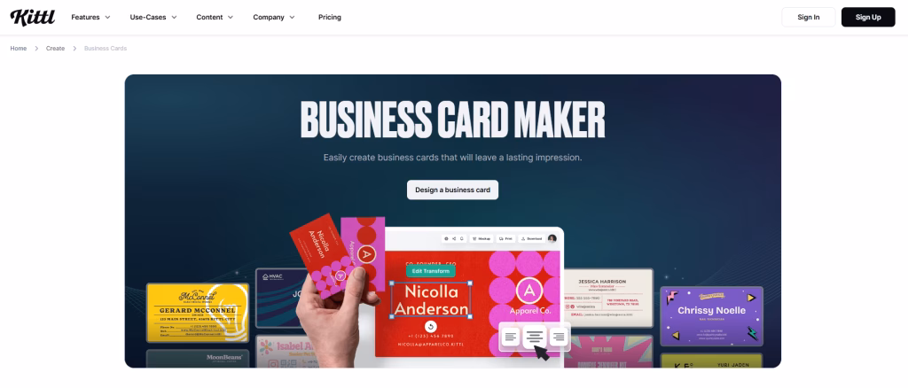 Kittl Business Card Tool