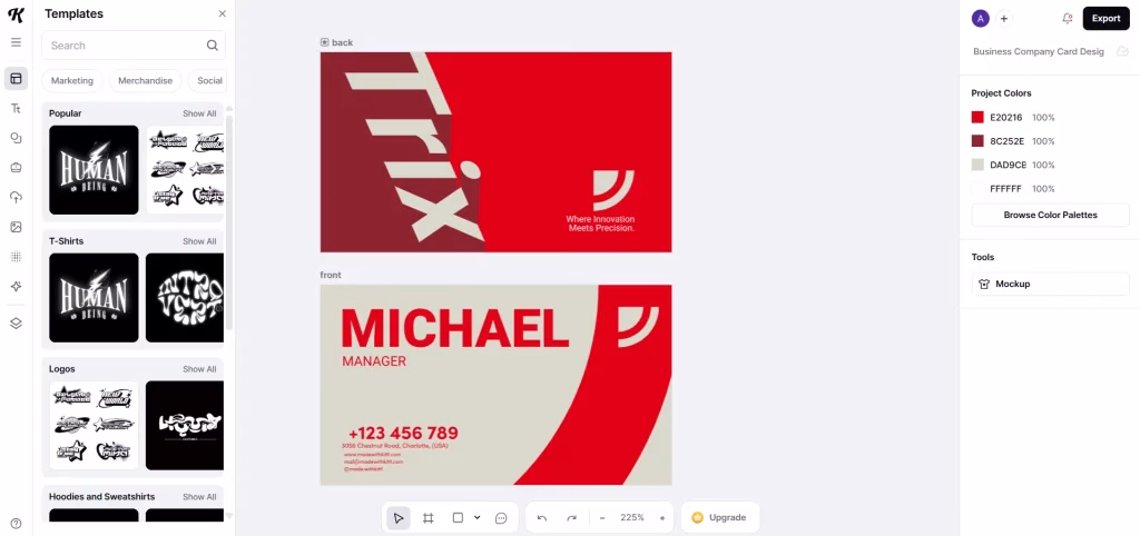 Kittl business card templates