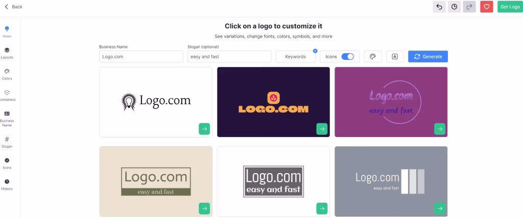 Logo.com logo design variations