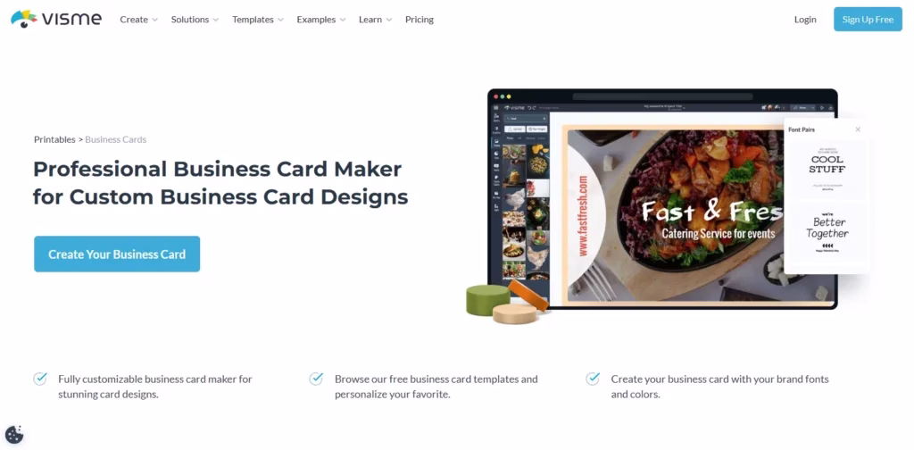 Visme Business Card Design Tool