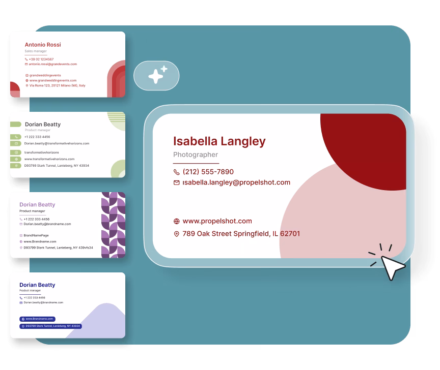 Zoviz AI business card templates preview