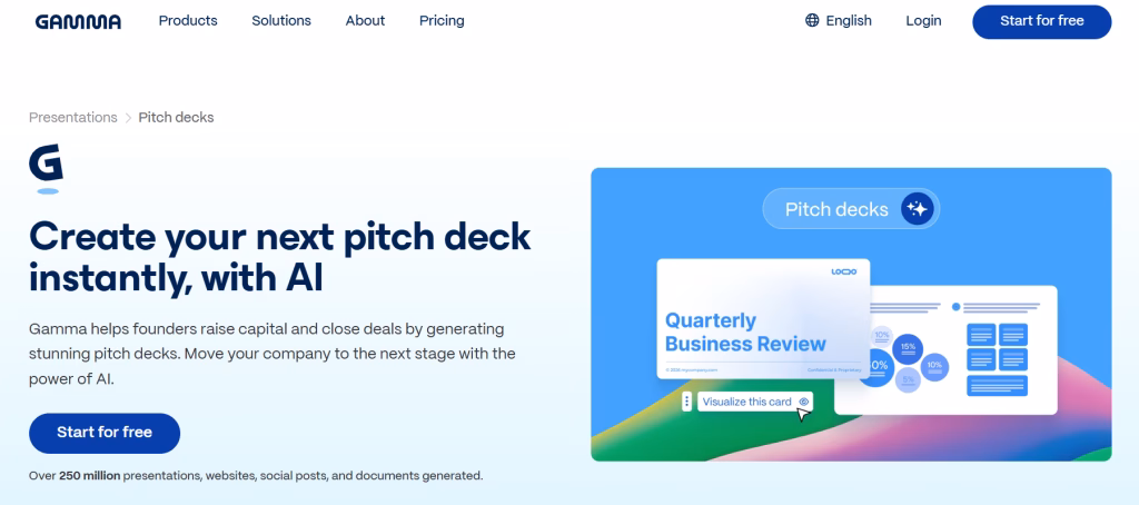 Gamma AI pitch decks
