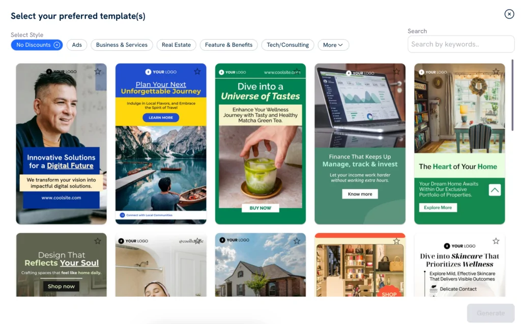 Predis AI Select your preferred template